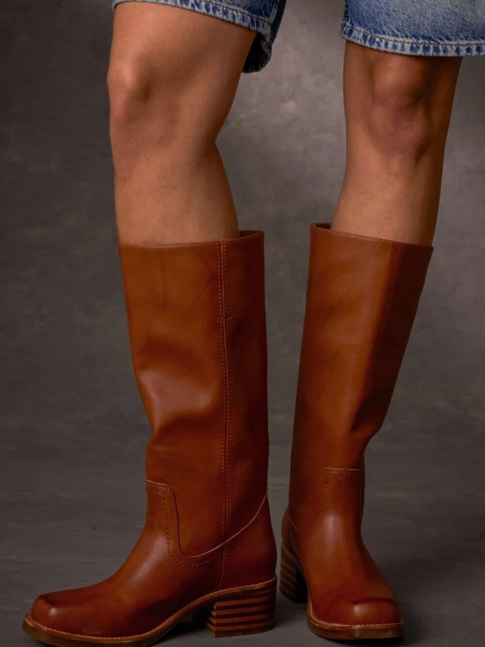 Women's Tan Leather Mid-Calf Boot - Picture 2 of 2